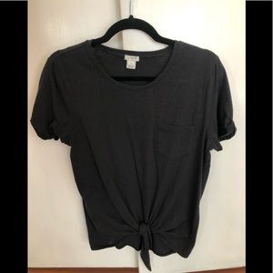 Jcrew black tie front tee